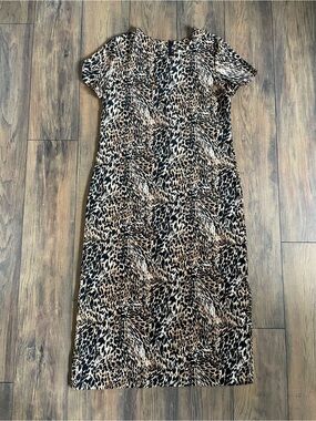 Vintage Leopard-Print Midi Dress - Black & Brown